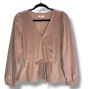 Madewell Corduroy Tie-Front Faux-Wrap Top Long Sleeve Size Medium